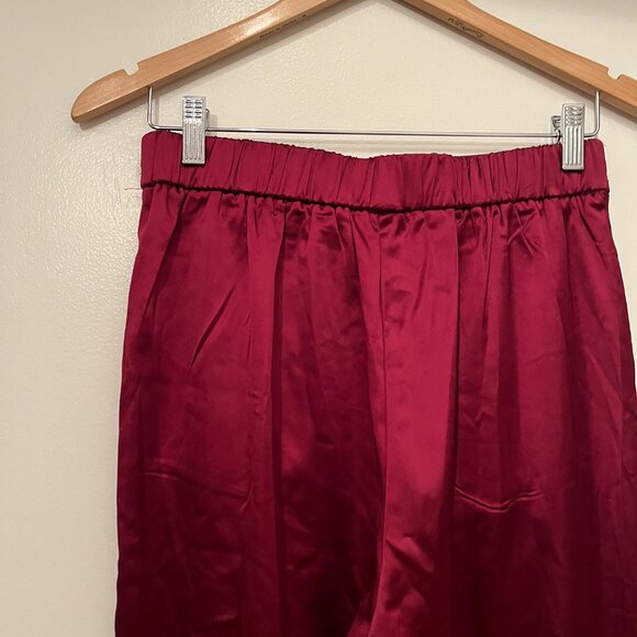 Red Satin Pants with Elastic Waist & Front Pockets – Size Medium - Picture 3 of 16